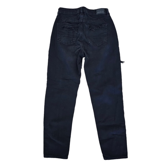 American Eagle Outfitters Mom Jeans destroyed black  size 4 - Picture 3 of 11